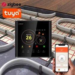 Tuya-接続された電気水サーモスタット,wifi zigbee,温度コントローラー,床暖房,AlexaとGoogleHomeで動作