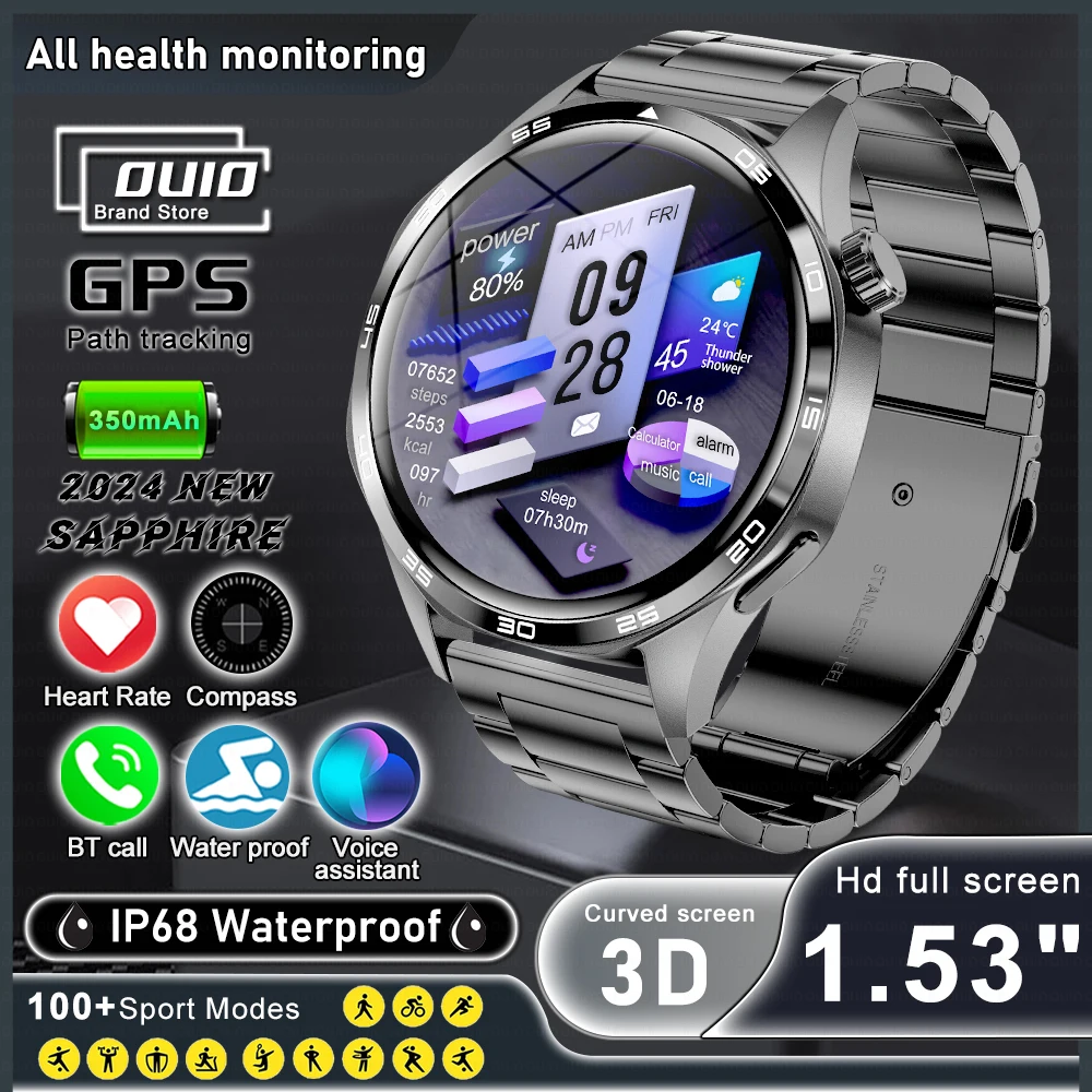 

2024 New For HUAWEI GT5 Pro Smart Watch Men HD 360*360 AMOLED Screen NFC GPS Heart rate Bluetooth Call Waterproof Smart Bracelet