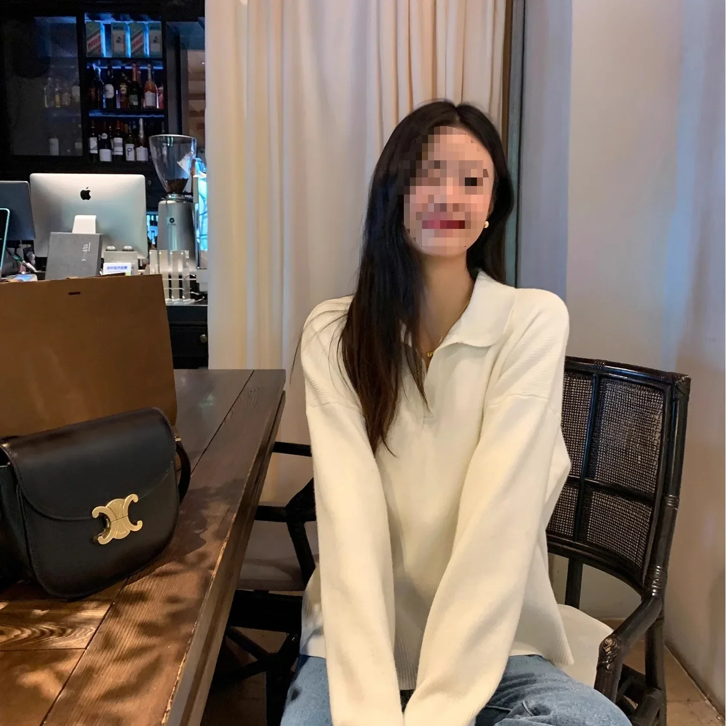 

Autumn Winter Sweater Base Shirt Comfortable Fit Long Sleeve Elegant Polo Neck Knitwear Loose Women's Inner Wear Lazy Style