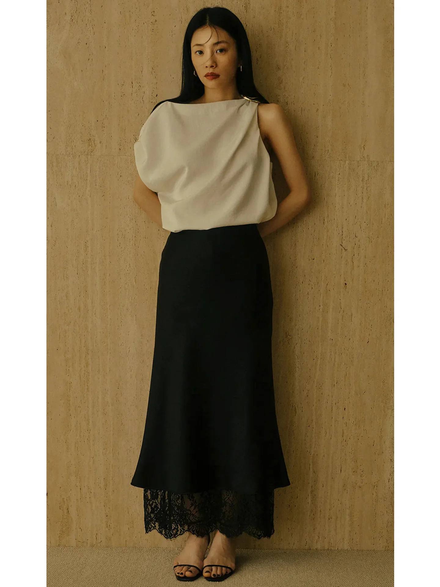 

Женская модная юбка-русалка с кружевными вставками и высокой талией, осенняя новинка