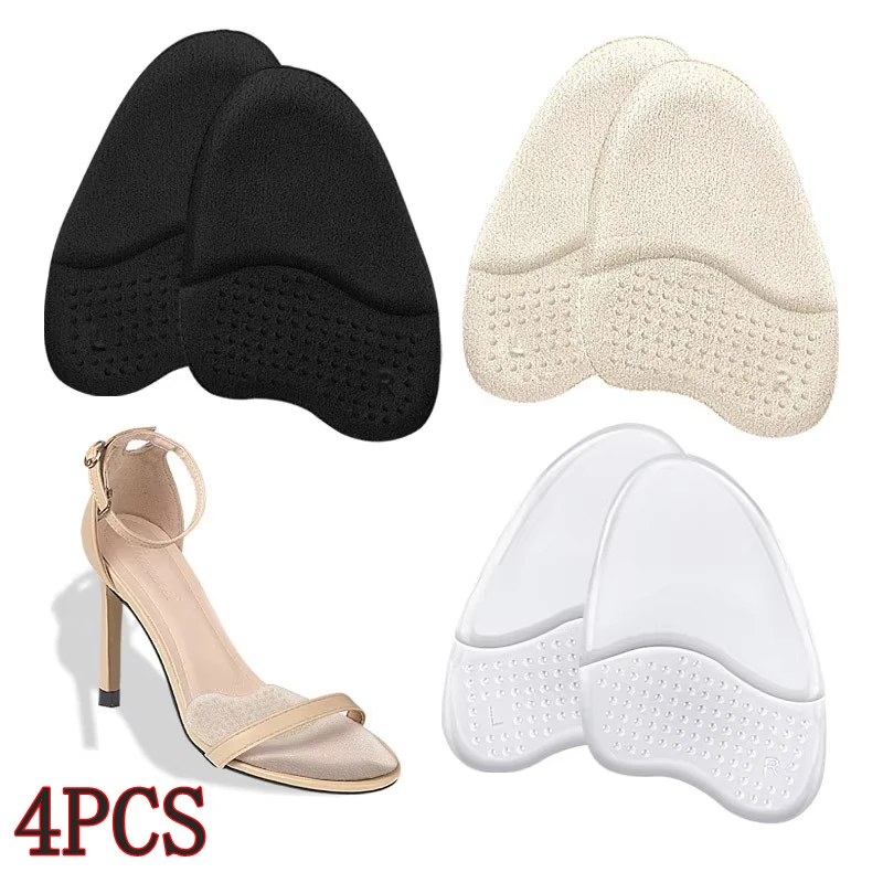 2pcs/4pcs New Silicone Half Insoles Women Shoes Pads Feet Pads for Heels Foot Care Products Sandals Forefoot Non-slip Cushion