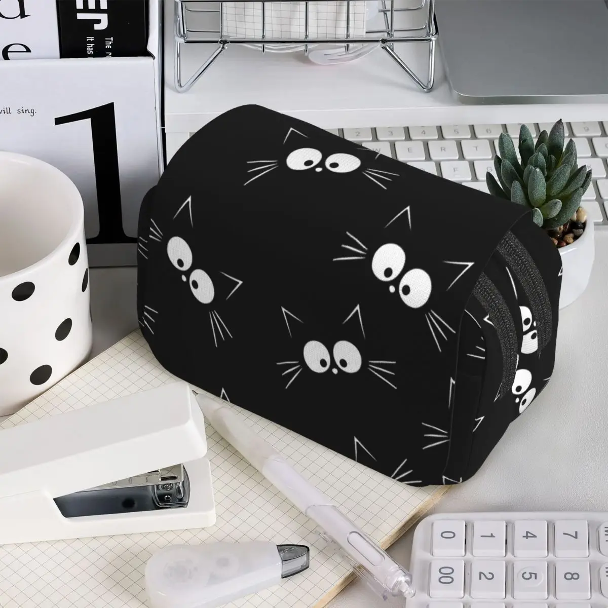 

Милый пенал с рисунком черной кошки для мальчиков и девочек, подарочная коробка для ручек, сумка для карандашей, канцелярские принадлежности, сумка-держатель для ручек