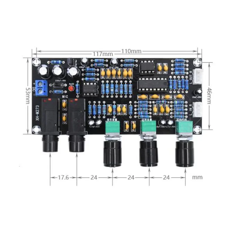 DLHiFi XH-M273 PT2399 Digital Preamplifier Board Karaoke Reverberation Microphone Control Kits NE5532 Op Amp DC 12-24V