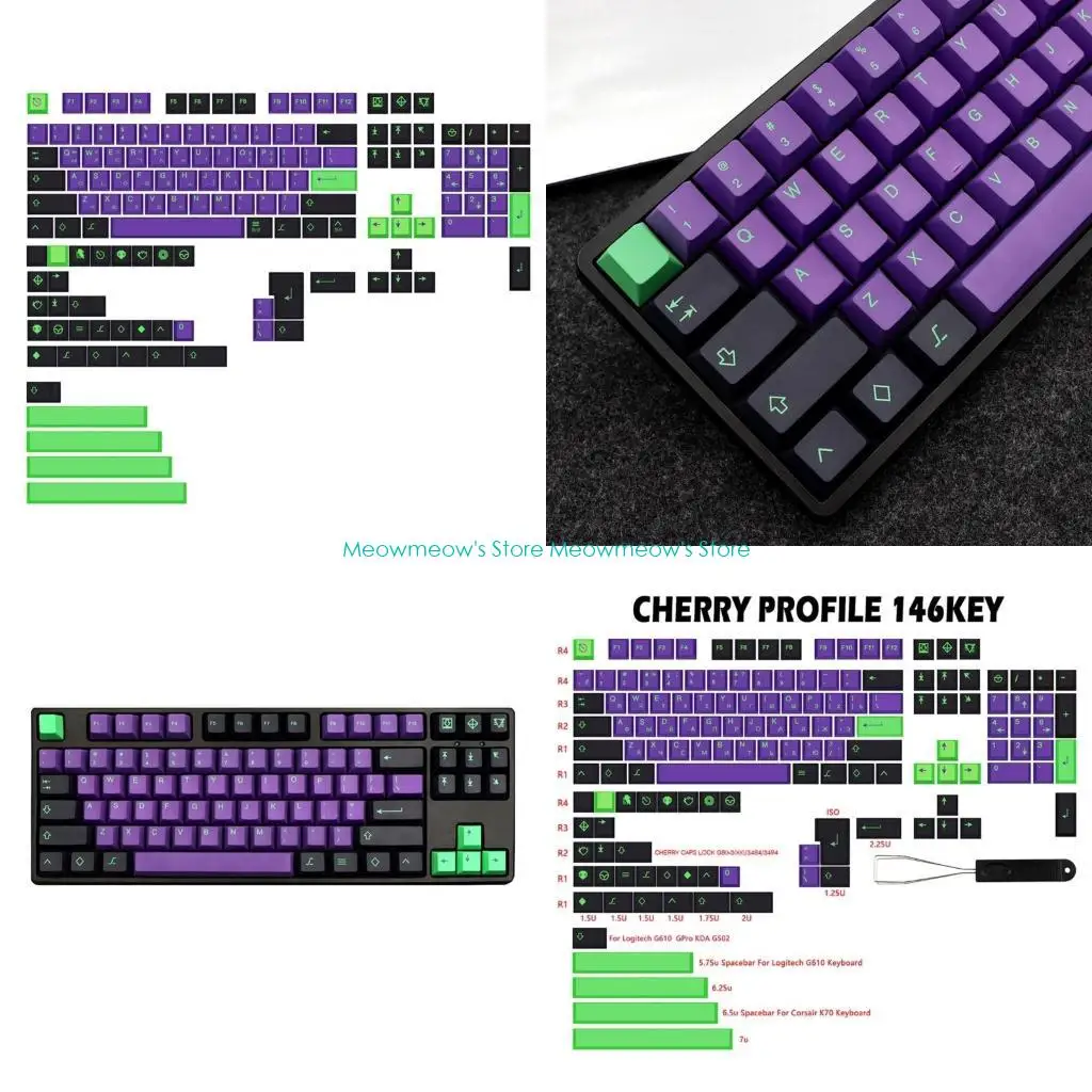 

W91a 146pcs Keycaps Set Dye sub Cherry Eva Keycap Японский русский корейский английский