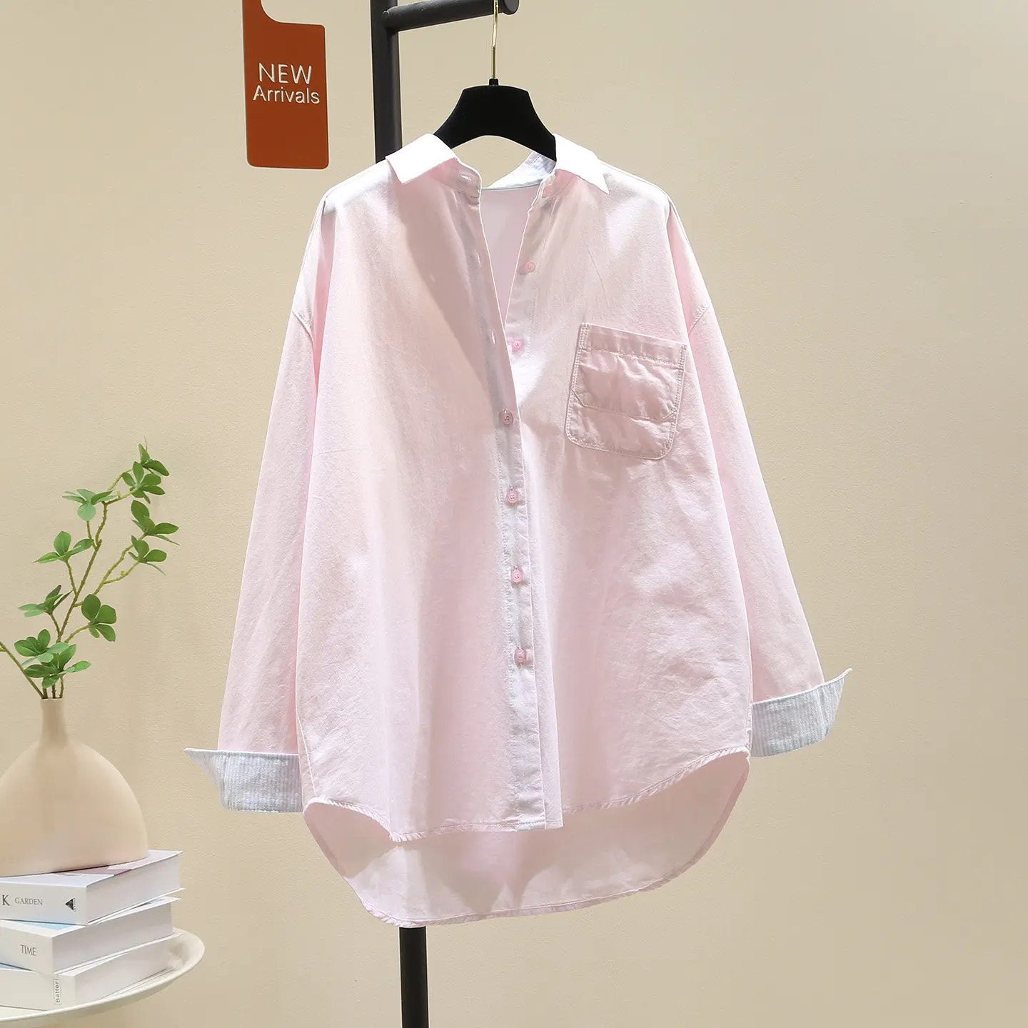 

SuperAen Patchwork Pink Shirts for Women 2026 Spring and Summer New Long-sleeved LooseThin Sun-protective Shirts