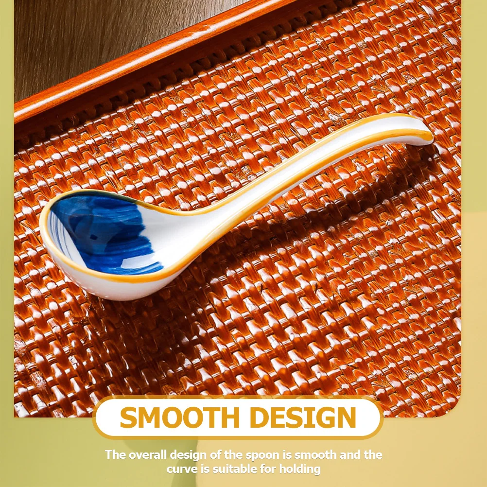 

4Pcs Japanese Ceramic Soup Spoons Porcelain Dumpling Spoons Asian Style Tableware Kitchen Ceramic Spoon Porcelain Spoon