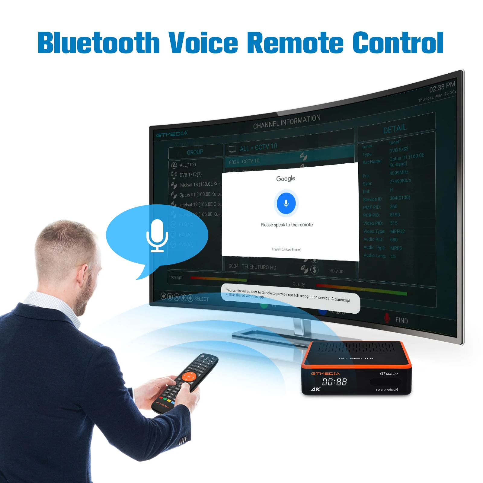 Odbiornik satelitarny GTMEDIA GT COMBO Android Box 4K 8K HD 4:2:2 Android 9.0+DVB-S2X/T2/C Obsługa CCAM/M3U Kino Domowe