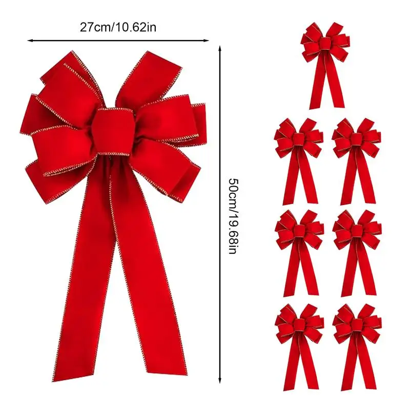 Grande fiocco di natale albero di natale decorazione Topper grande fiocco 8X fiocchi di natale rossi albero di natale Topper ornamento fiocco per