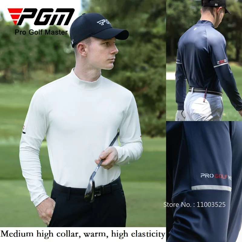 Pgm Golf Мужской топ с длинным рукавом Эластичная футболка с высоким воротом Одежда для гольфа Спортивные удобные рубашки Мужская повседневная спортивная одежда M-XXL