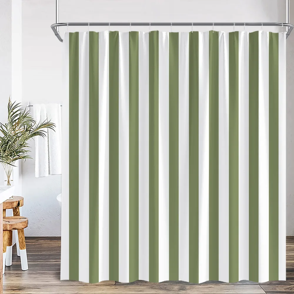 Geometric Stripes Shower Curtain Abstract Wavy Line Spots Art Aesthetic Bathroom Decorations Modern Bath Curtain with Hooks