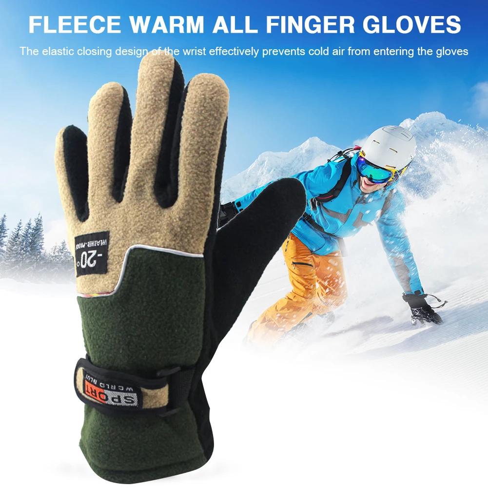 شتاء دافئ الصوف قفازات التزلج وركوب الخيل في الهواء الطلق يندبروف عدم الانزلاق دراجة نارية قفازات تنفس دراجة كهربائية القفازات كامل الاصبع