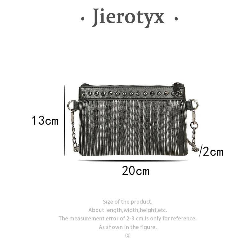 JIEROTYX Womens Crossbody Bags Small Tassel Rivet Shoulder Bag with Chain Strap Purse Pack Handbags for Girls Black White