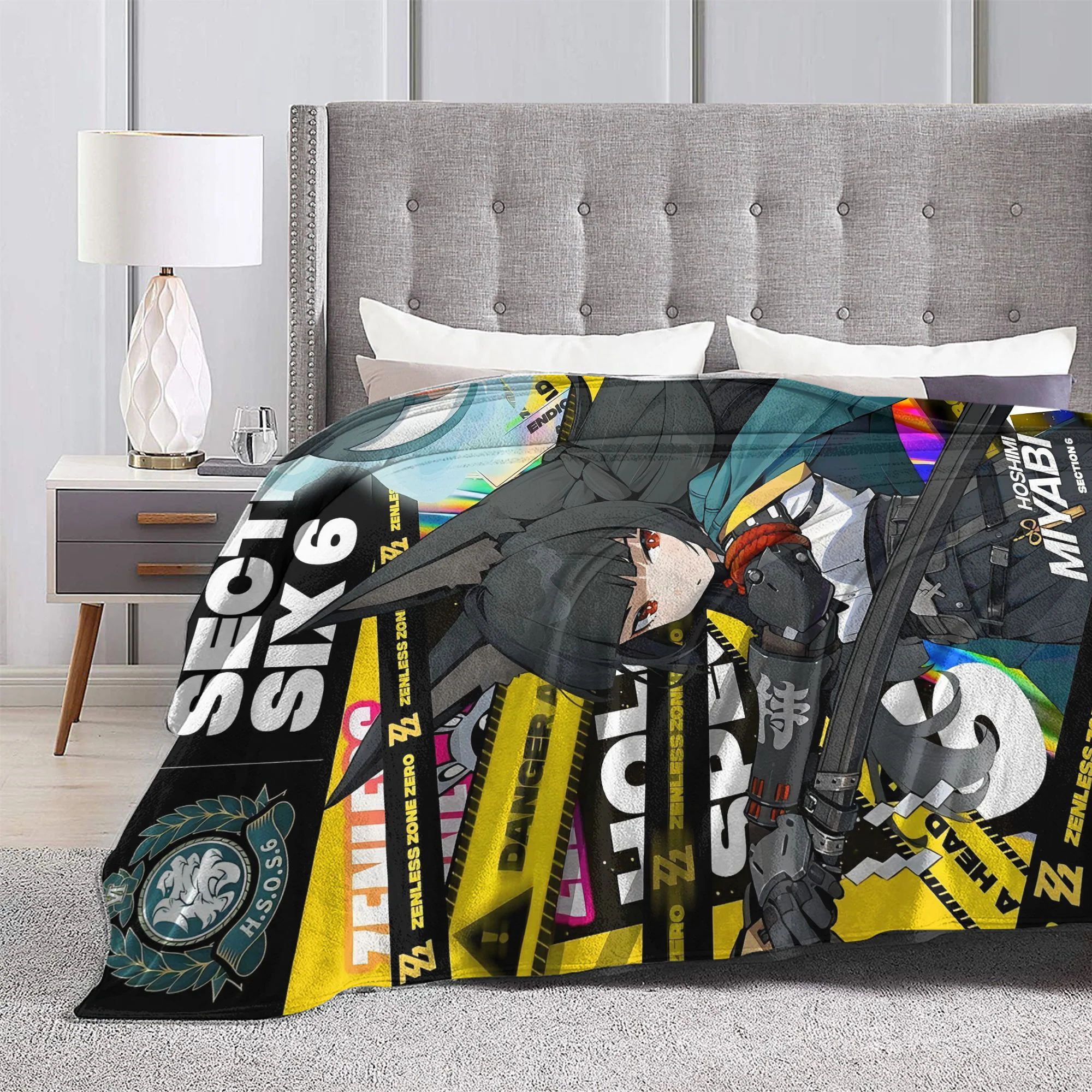 Zenless Zone Zero Manta de franela de invierno Hoshimi Miyabi Sofá, Regalo de viaje versátil Accesorio de decoración del hogar