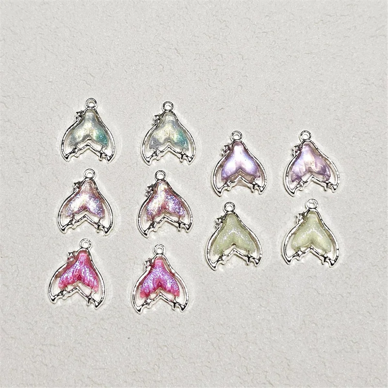 2025 neueste 100 teile/los farbe harz kern cartoon tails form legierung schwimm medaillon perlen diy schmuck kleidungsstück anhänger zubehör