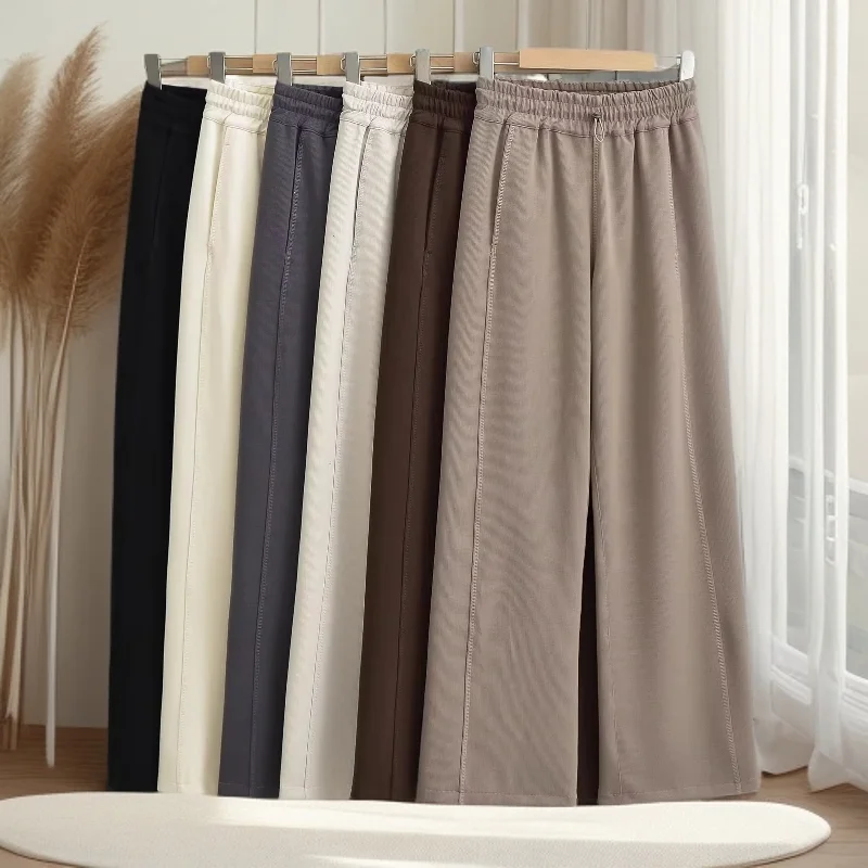 여성 루즈 캐주얼 팬츠 2025 신상 하이웨이스트 와이드 레그 팬츠 한국 패션 다용도 여성 스트레이트 팬츠