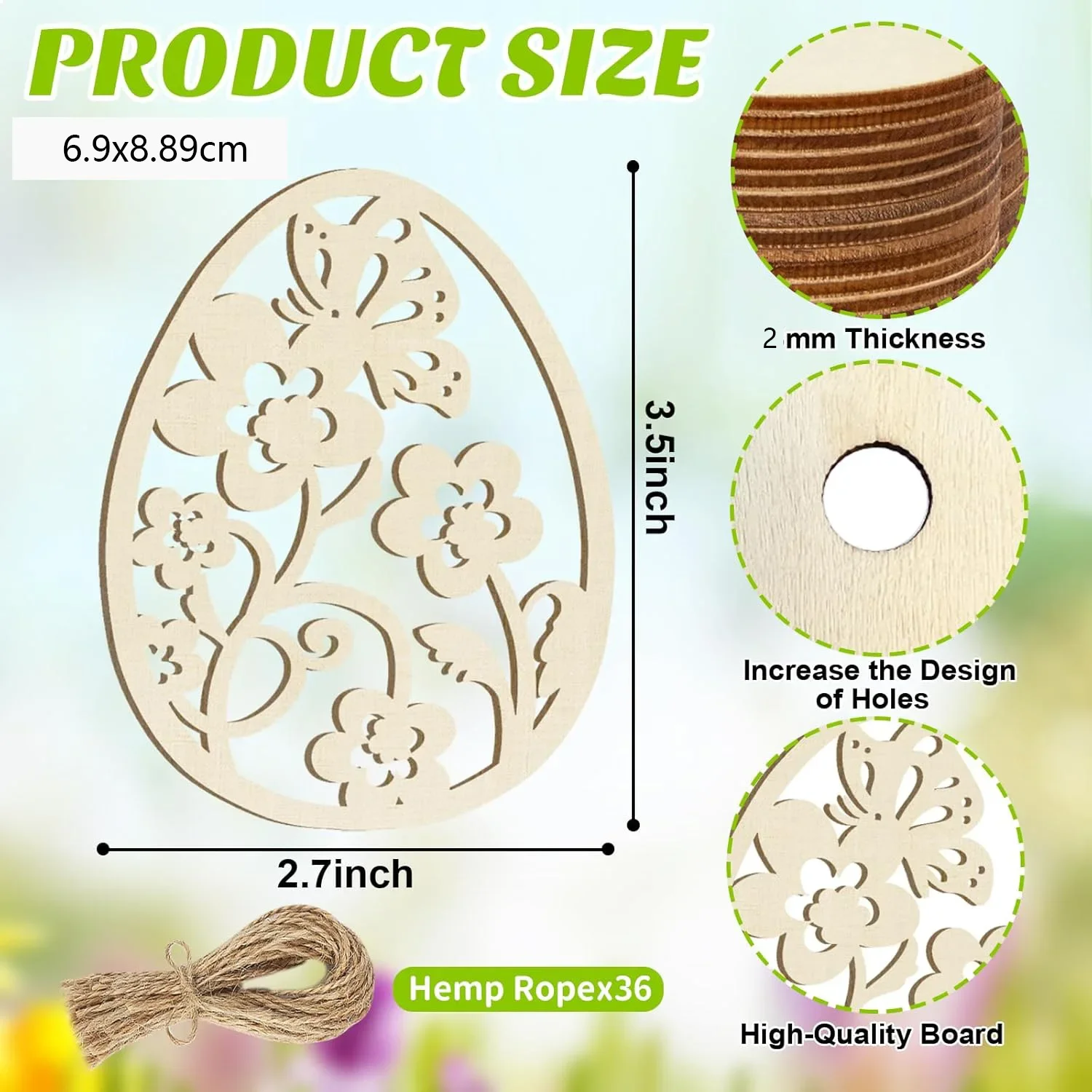 

18 шт. деревянные пасхальные украшения, набор для рукоделия из пасхального дерева своими руками с различными незавершенными деревянными подвесками, которые можно покрасить