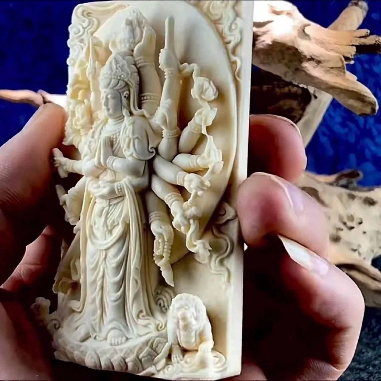 Cz thousand-hand guanyin guardian angel amulet pendant - hand-carved