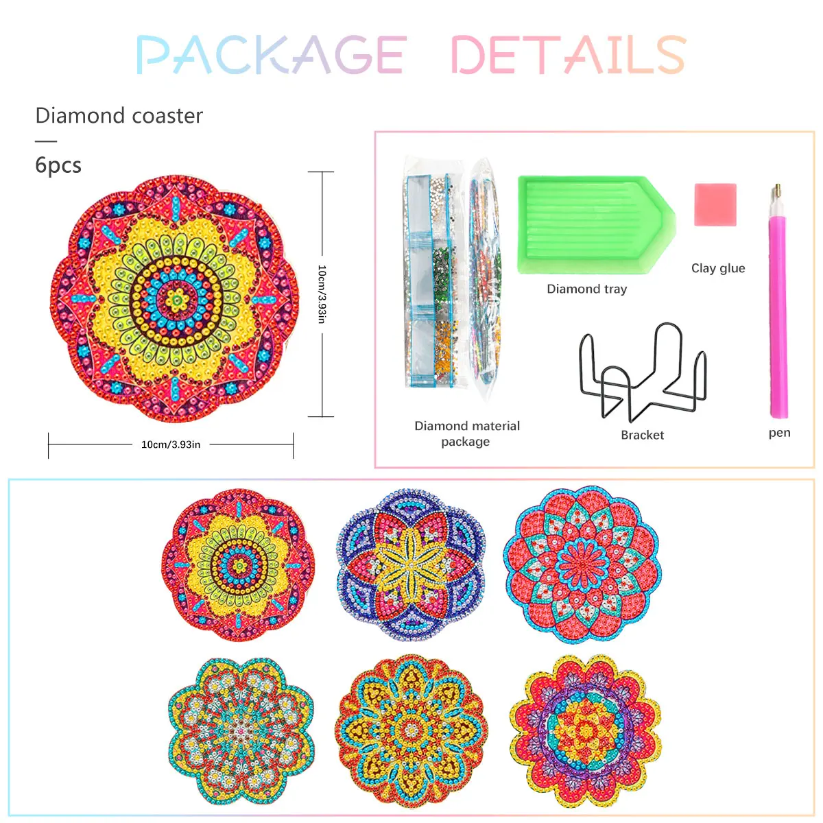 SDOYUNO 6 قطعة/مجموعات الوقايات اللوحة الماسية لتقوم بها بنفسك مجموعة الوقايات الزهور ماندالا للمبتدئين قواعد الأكواب مع حامل الفن الحرفية سوب