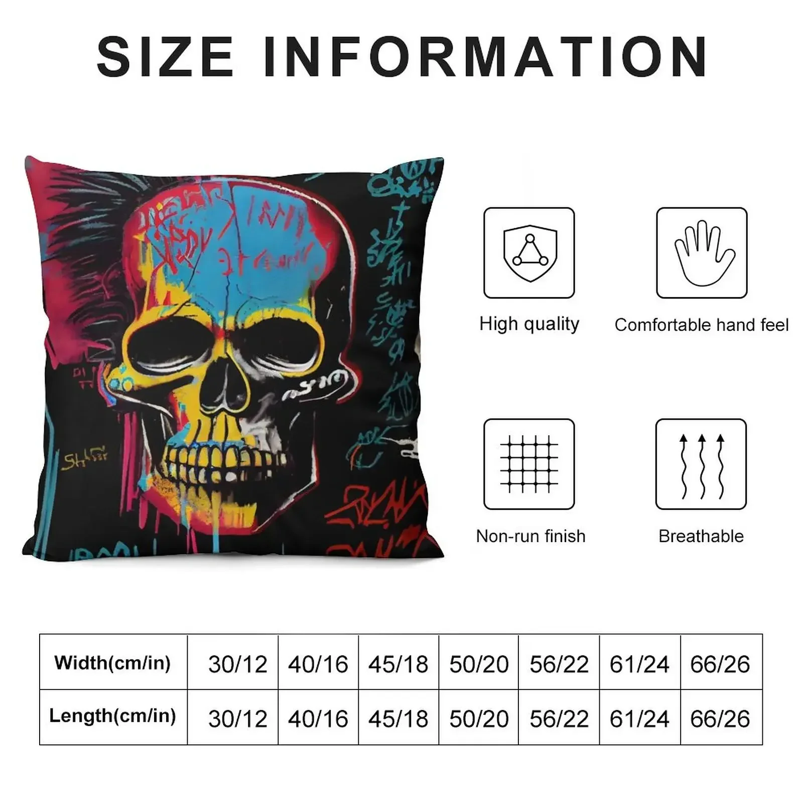 Skull Graffiti Abstract Symphony - Neo Expressionism Graffiti Fusion Artwork Throw Pillow Sofa Decorative Covers pillow