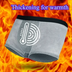 Winter Thermal Men's Thicken Boxers Warm Keep Breathable 3XL Underwear with Comfortable Crotch Elastic Push Up Daily Housewear
