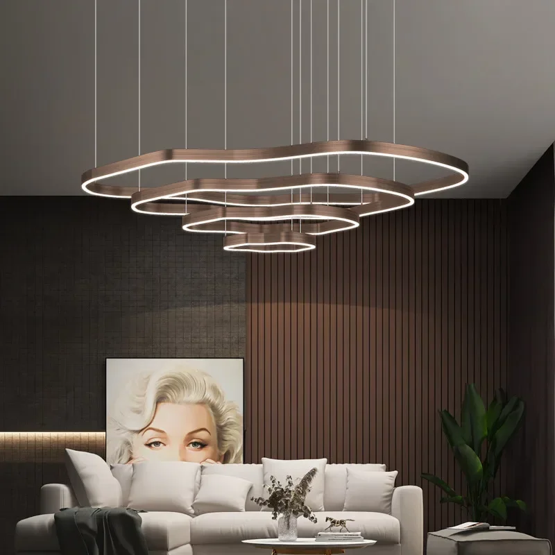 

Modern Terraces Chandelier Home Indoor Lighting for Cricular Ring Living Room Coffee/Gold Restaurant Led Pendant Lamps