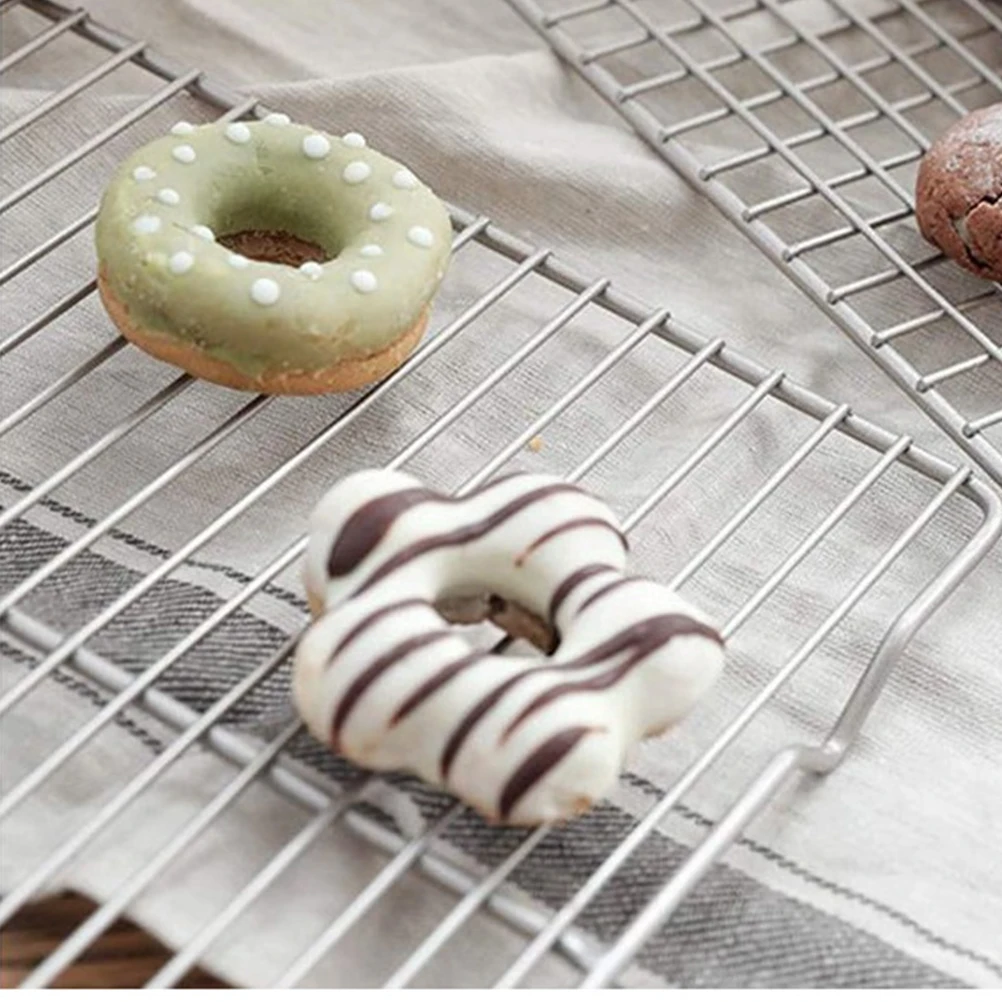 

Baking Bread Grid Steaming Rack Oven Safe Accessories Steak Resting Flat Cooling Racks for Stainless Steel Silver Cake Roasting