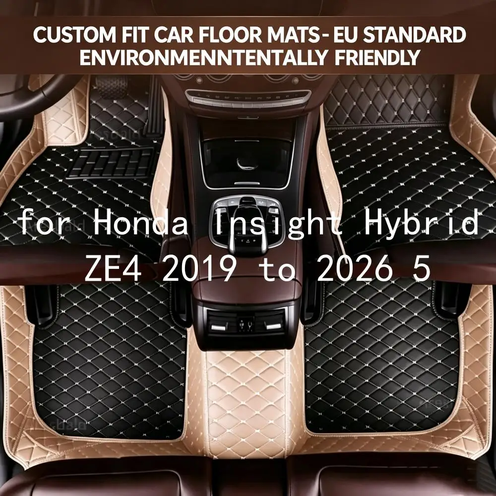 Tapis de sol de voiture en cuir diamanté, compatibles avec les modèles Honda Insight Hybrid ZE4 de 2019 à 2026, 5 places, sur mesure, entièrement enveloppants, tapis de sol pour voiture, imperméables, résistants aux taches, pièces d'intérieur pour voiture à conduite à gauche 2f635