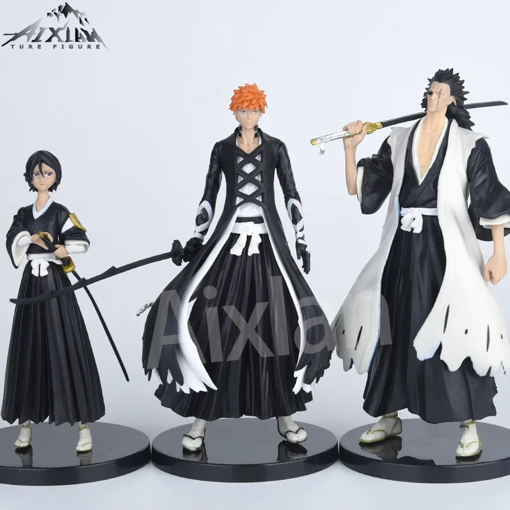 Aixlan 3pcs BLEACH Anime Figure Kurosaki Ichigo PVC Action Figure Kuchiki Rukia Figurine Collectible Model Toys Kid Gift