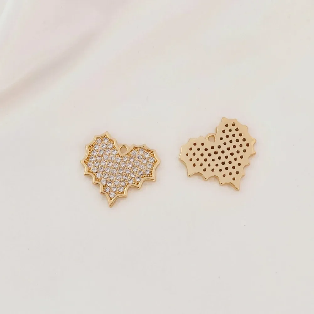 

DIY Handcrafted Material for 14K Gold-plated Pendant Studded with Zirconium, Heart-shaped Leaf Edge Pendant Bracelet Necklace