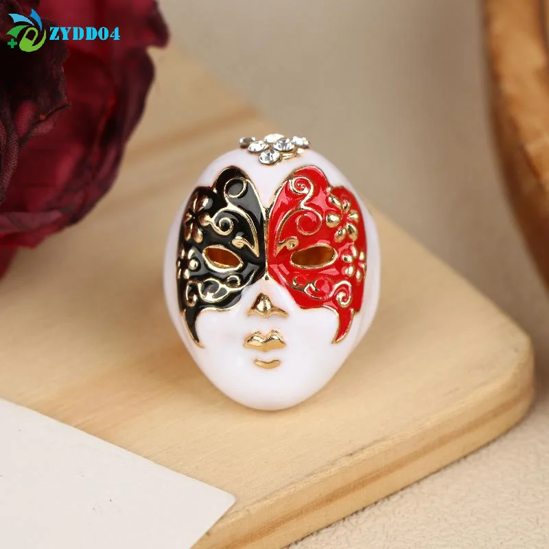 ●1PCS Personality Drip Oil Mask-shaped Rings Facial Makeup Alloy Finger Rings Adjustable Jewelry Gift