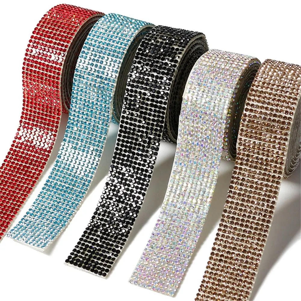 1 Yard Self Adhesive Glitter Rhinestone Ribbon Diamond  Trim Tape Crystal Sticker Art Crafts Sewing Accessories Phone Decoration