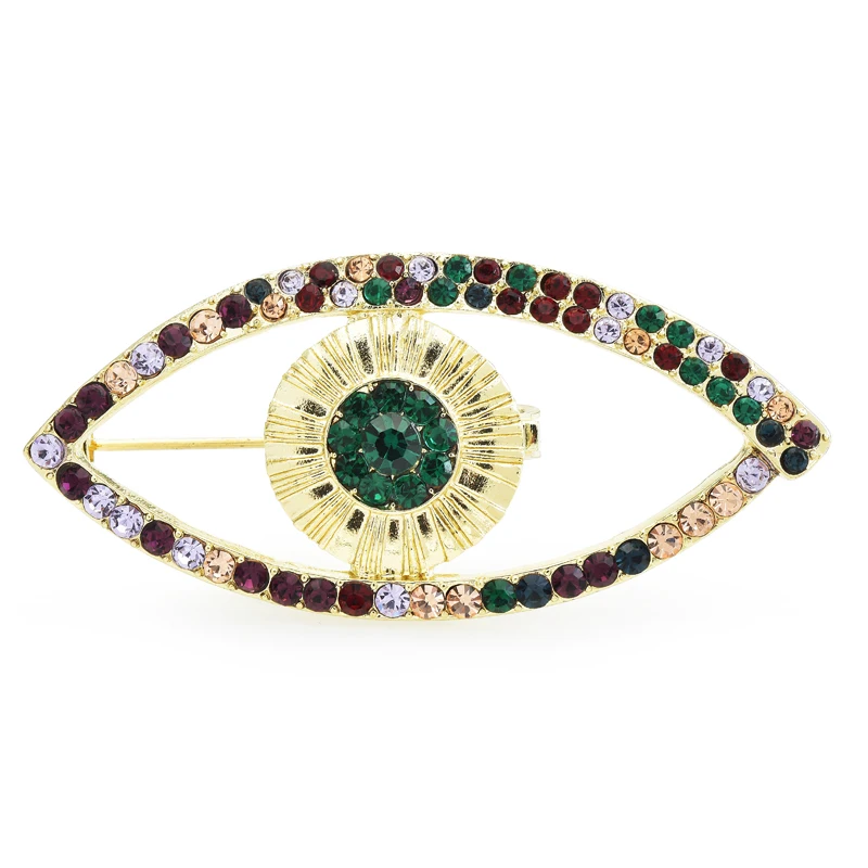 Wuli&baby Classical Eye Brooches For Women Unisex 2-color High Quality Rhinestone Beautiful Party  Office Brooch Pins Gifts