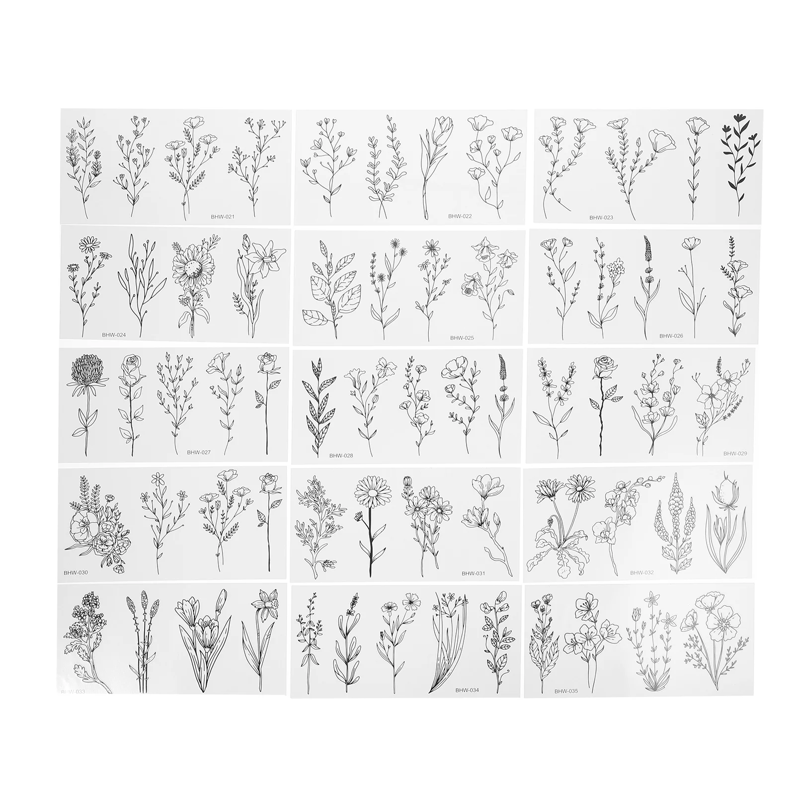 

15 Sheets Branch Tattoo Small Flower Stickers Tattoos For Girls Temporary and Fresh Transfer Fake Miss