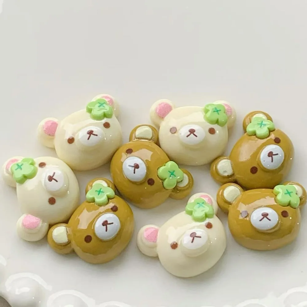 8pcs Removable Cute Bear Charms Shoes Accessories for Clogs Good Luck Clover DIY Durable ABS Material Xmas Party Gifts
