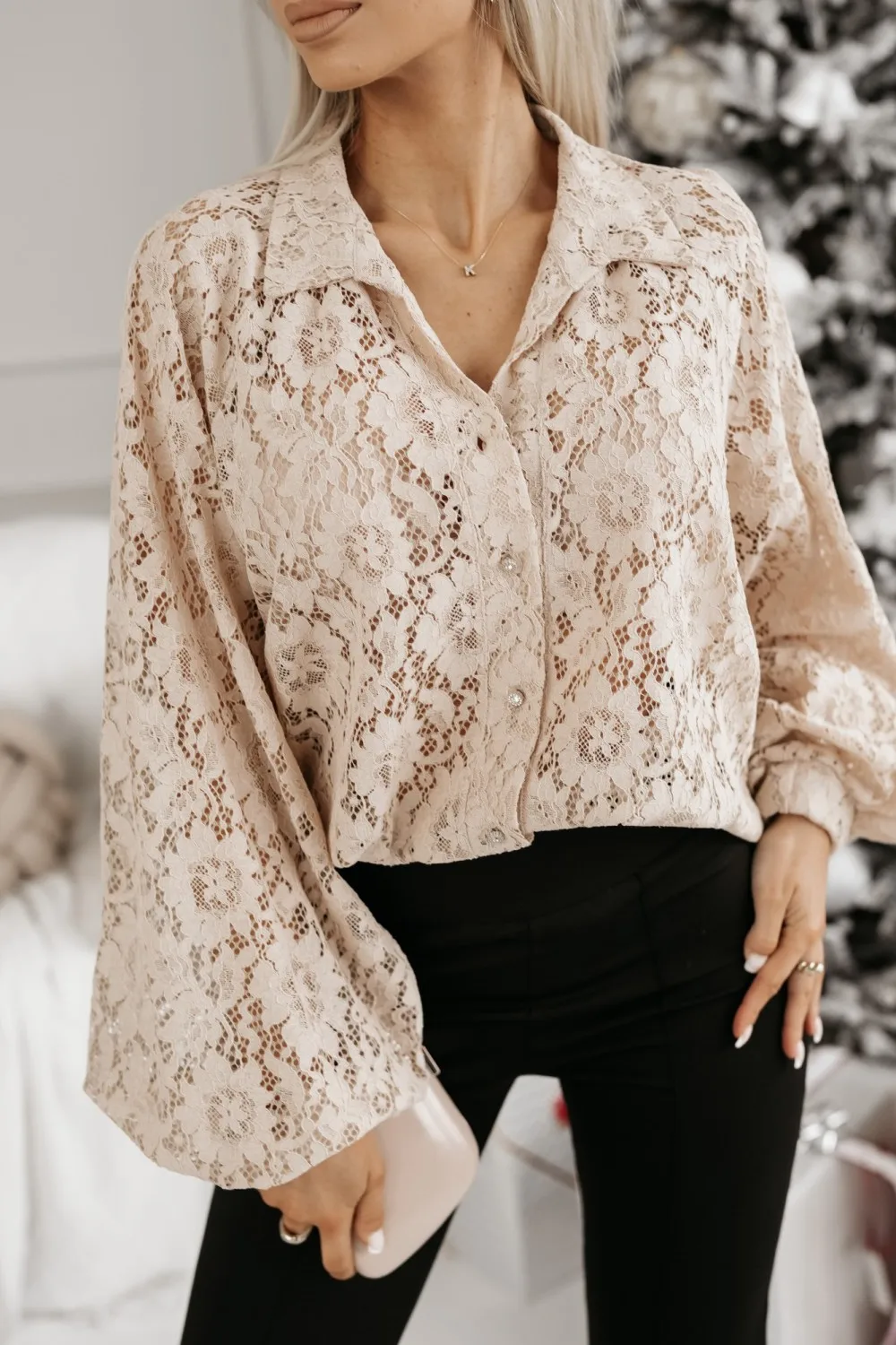 2025 Spring Women's Shirt Lace Hollow Fashion White Lantern Sleeve Top Black Button Summer Cardigan Blouses for Female