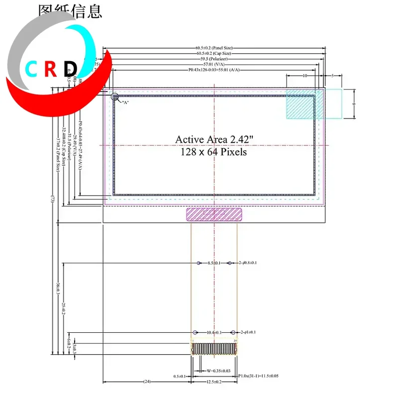 Changruida tela lcd oled de 2.42 polegadas 128x64 monocromática ssd1309 interface iic/spi/porta paralela display oled diymore oficial