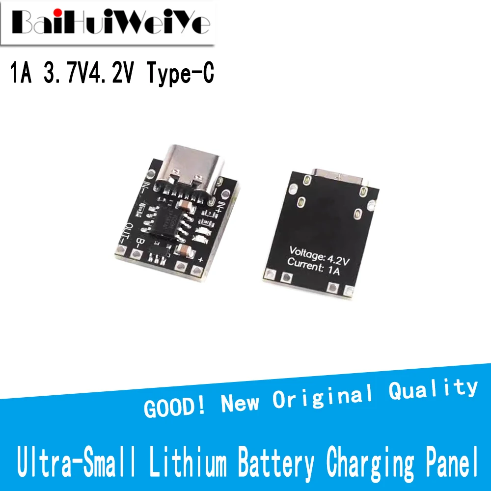 Bardzo mały panel ładowania baterii litowej DC 5V 1A trójskładnikowa bateria litowa 3.7V4.2V moduł ładowarki typu C płyta ochronna