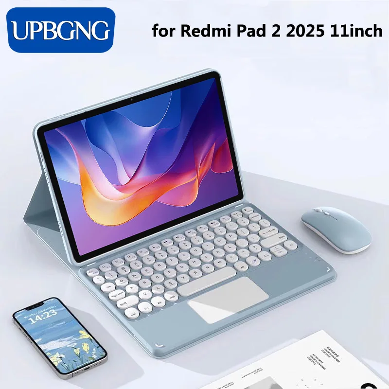 

Для Redmi Pad 2 Чехол 11 дюймов 2025 Съемный беспроводной Bluetooth-планшет Подставка для клавиатуры Чехол-книжка для Redmi Pad SE 2 2025 11 дюймов