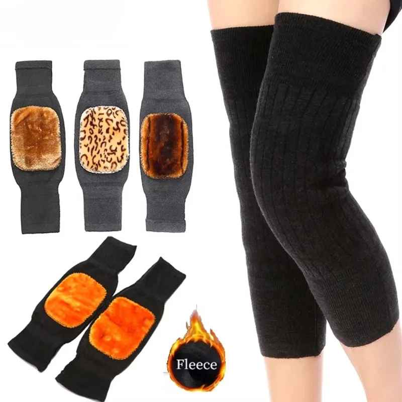 Cashmere Wool Knee Brace Pads Winter Thermal Knee Warmers Thicken Lengthen Elastic Knees Sleeves Support Protector for Arthritis
