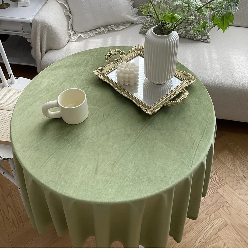 Elegant Velvet Tablecloth Avocado Green Solid Color High-End Table Cover Tablecloth for Dessert Table Tea Party Photo Props