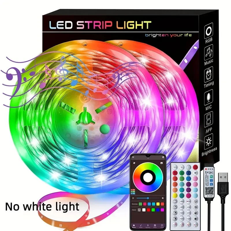 Smart LED Strip Lights,USB port,44Key Remote & APP Control,Music Synchronous,Color changing,Dimmable,Blinking,Timer,Party lights