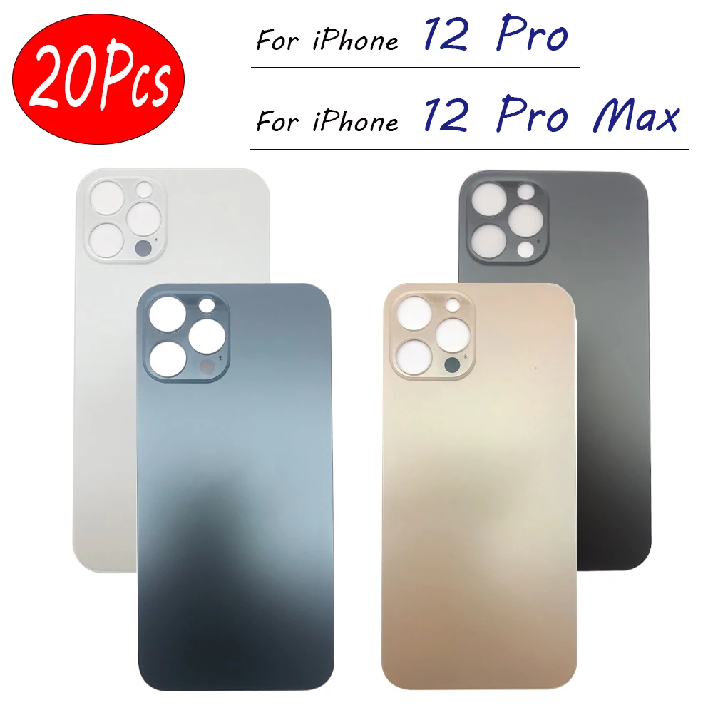 20Pcs，Big Hole NEW Replacement Repair Battery Cover Rear Door Glass Back Housing Case Parts For iPhone 12 Pro Max With Adhesive