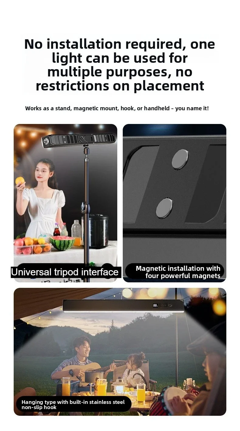 High Power Magnetic LED Light Bar 2026 New Portable USB Rechargeable Work Light 3 Modes IP66 Waterproof Emergency Power Bank