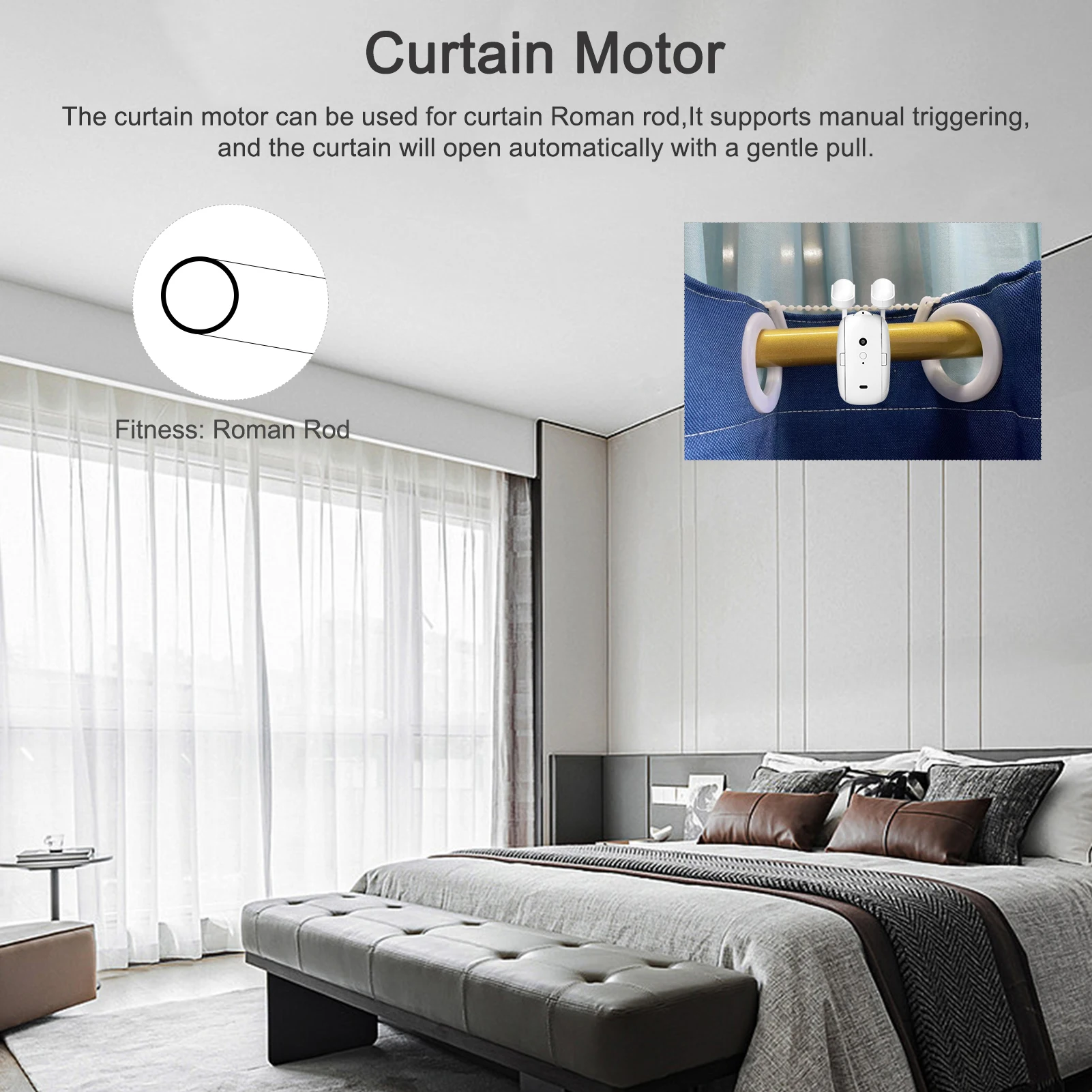 Tuya Bluetooth Intelligent Curtain Motor Robot elettrico intelligente per il controllo dell\'app con asta romana compatibile con Alexa e Google