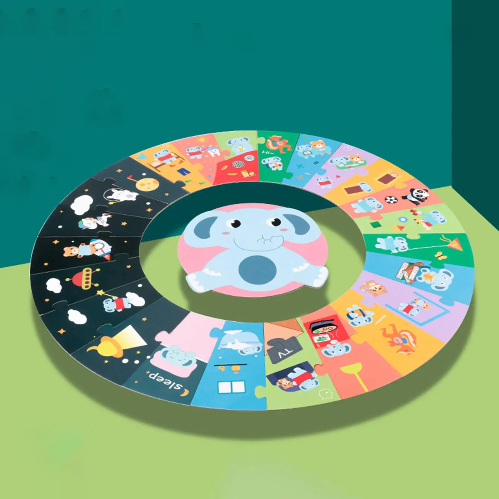 

Puzzle Time Recognition Funny Fine Motor Skills for Boys Girls Cartoon Animal Gift Educational Toy Visual Schedule Time Learning