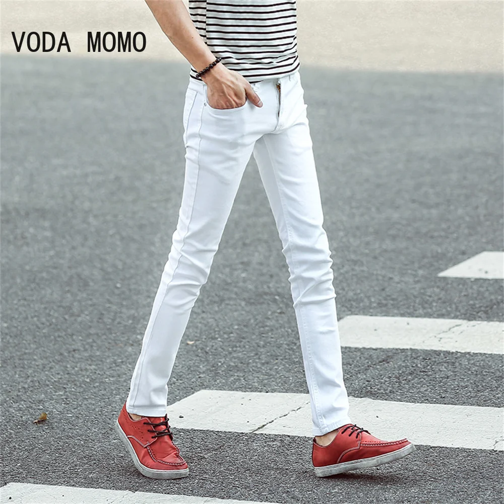 

2025 Men Stretch Skinny Jeans Male Designer Brand Super Elastic Straight Trousers Slim Fit Fashion Jeans white jeans men