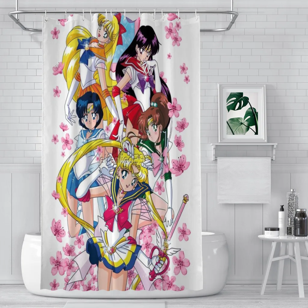 Girls-Sailor-Moon Shower Curtain for Bathroom  Aesthetic Room Decoration