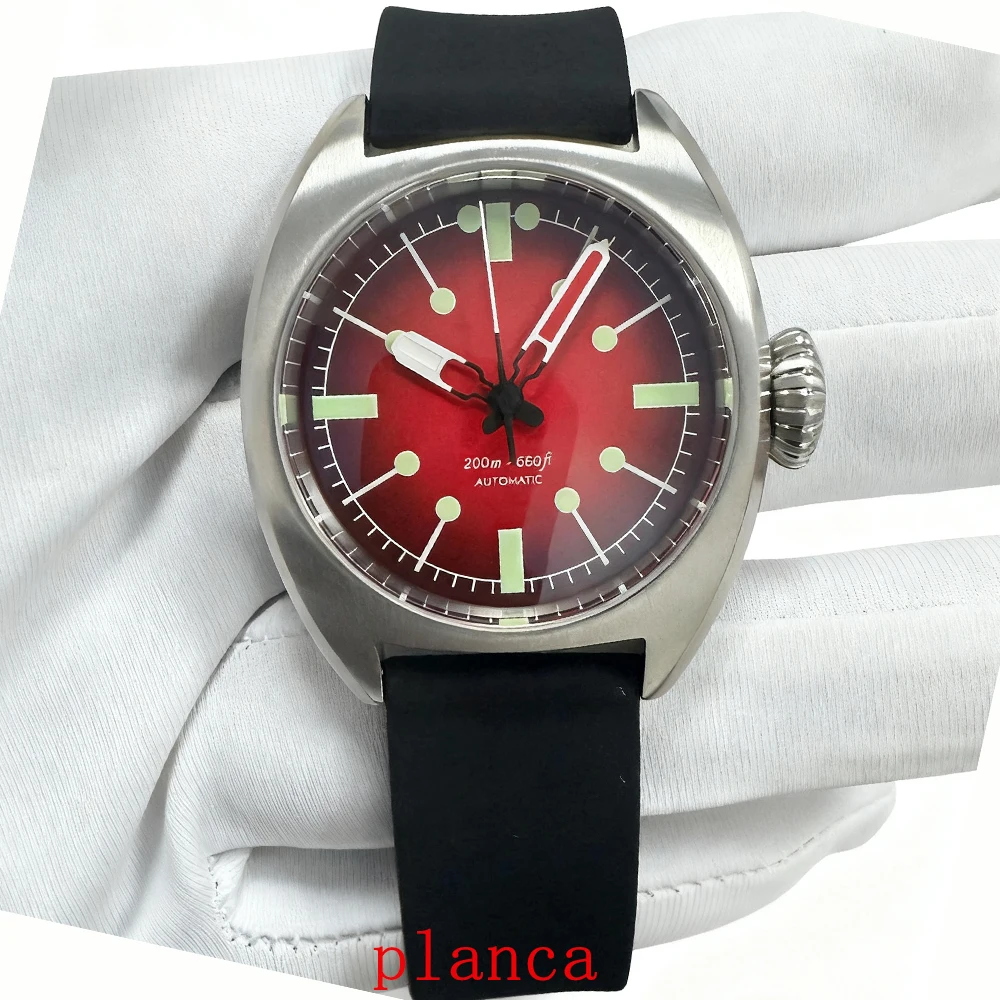 นาฬิกาข้อมือผู้ชายแบบกลไก ขนาด 36 มม. รุ่น NH35 สายหนัง พร้อมโลโก้สั่งทำพิเศษ เรืองแสงในที่มืด สไตล์ลำลอง แฟชั่น