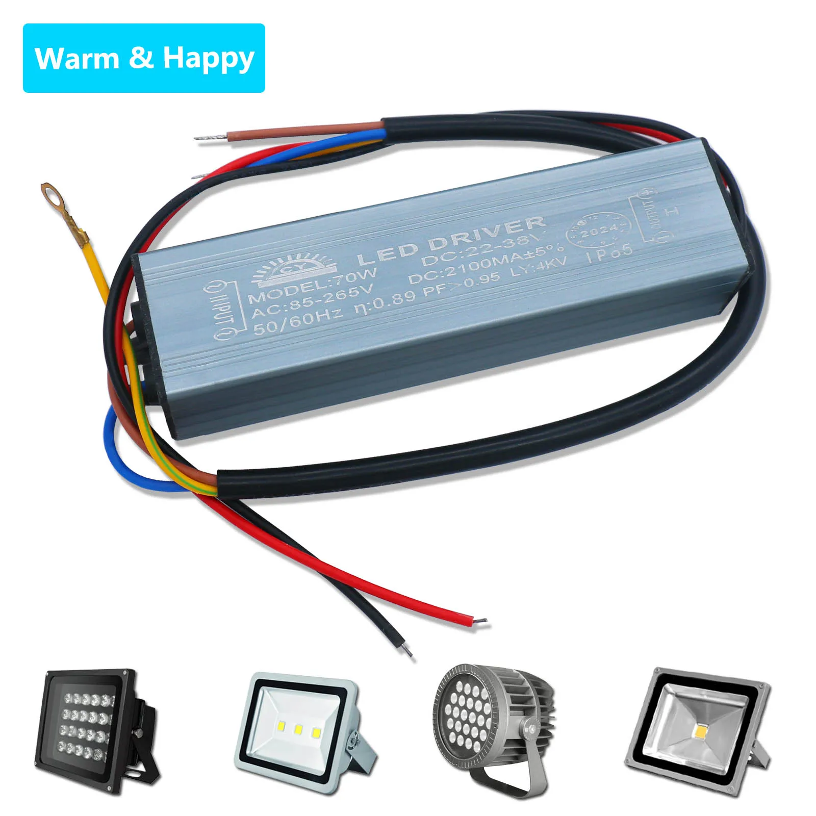 

70W DC22-38V LED Driver 2100mA for Floodlights Spotlights LED Power Supply Constant Current Voltage Control Lighting Transformer
