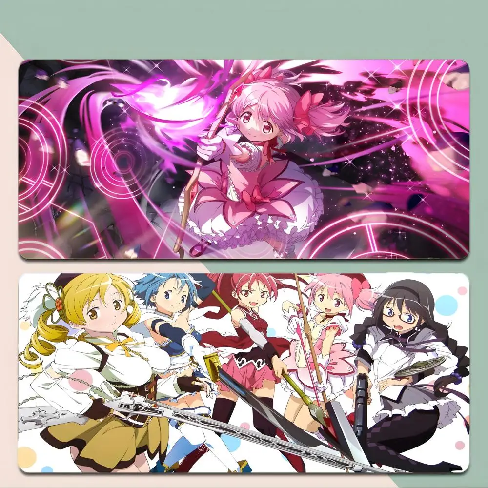 Magical Puella Magi Madoka Magicas Mouse Pad Thick Stitched Edge Gaming Mousepad Large Non-Slip Desk Mat